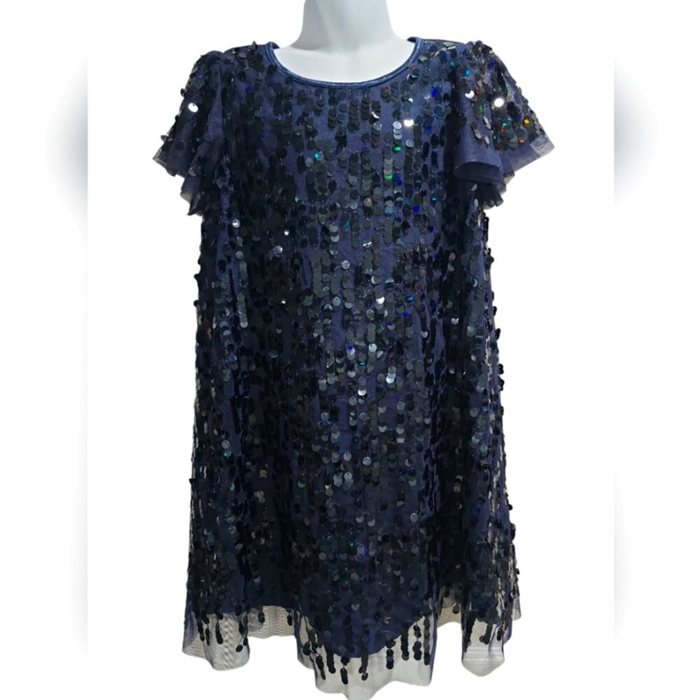 Navy Blue Sequined Dress